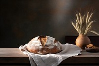 Bread table food sourdough. AI generated Image by rawpixel.