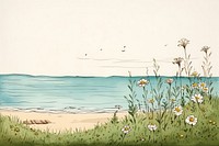 Meadow and ocean outdoors nature flower. AI generated Image by rawpixel.