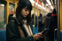 Japanese girl using smart phone photography adult architecture. AI generated Image by rawpixel.