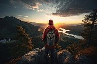 Male hiker backpacking adventure mountain. AI generated Image by rawpixel.