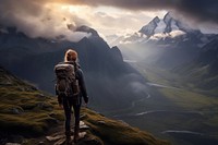Female hiker backpacking adventure mountain. AI generated Image by rawpixel.