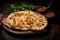 Naan bread food pizza. AI generated Image by rawpixel.