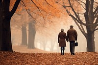 Couple walking autumn adult. AI generated Image by rawpixel.