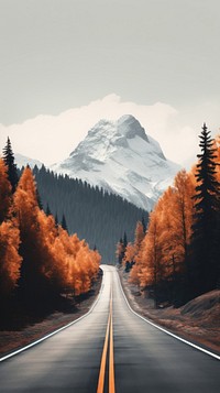 Autumn mountain landscape road outdoors. AI generated Image by rawpixel.