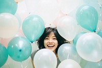 Japanese celebrate party laughing balloon smile. AI generated Image by rawpixel.