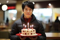 Korean friend celebrate birthday party dessert candle cake. AI generated Image by rawpixel.