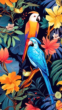 Tropical rainforests pattern bird painting. AI generated Image by rawpixel.