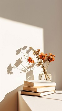 Books flower and coffee publication furniture shadow. AI generated Image by rawpixel.