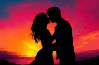 Couple silhouette backlighting outdoors. AI generated Image by rawpixel.