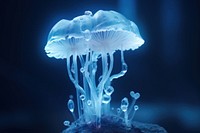 Mushroom blue translucent jellyfish. AI generated Image by rawpixel.