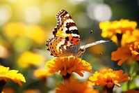 Butterfly flower nature summer. AI generated Image by rawpixel.