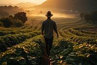 Coffee field walking outdoors nature. AI generated Image by rawpixel.
