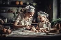 Mother child food kitchen. AI generated Image by rawpixel.