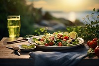 Healthy meal outdoors dinner nature. AI generated Image by rawpixel.