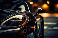 Headlights of sports car vehicle black transportation. AI generated Image by rawpixel.
