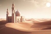 Mosque desert architecture building. AI generated Image by rawpixel.