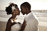 African wedding beach affectionate. AI generated Image by rawpixel.