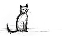 Contour drawing art of cat sketch white illustrated. AI generated Image by rawpixel.
