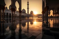 Mosque architecture panoramic building. AI generated Image by rawpixel.