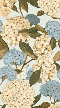 Hydrangea flower art wallpaper pattern. 