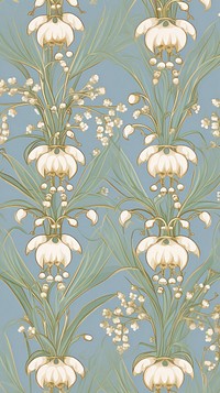 Lily of the valley flower art wallpaper pattern. AI generated Image by rawpixel.
