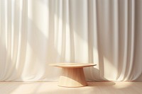 Modern round wooden table furniture curtain. AI generated Image by rawpixel.