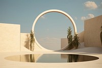 Oasis architecture reflection sunlight. AI generated Image by rawpixel.