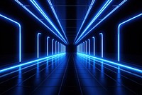 Blue neon glowing spaceship corridor hallway dark background backgrounds lighting architecture. AI generated Image by rawpixel.