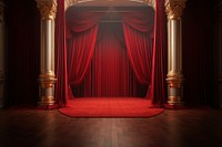 Red carpet with red carpet and red curtains stage gold architecture