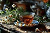 Daisies herbs cup tea. AI generated Image by rawpixel.