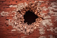 Brick wall hole old red