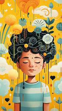 Mental health portrait art contemplation. AI generated Image by rawpixel.