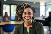 African Woman with dreadlocks smiling at the camera during a meeting in a business office adult smile woman. AI generated Image by rawpixel.