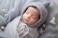 Sleeping newborn girl in the first days of life sleeping blanket baby. AI generated Image by rawpixel.
