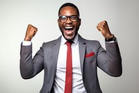 Affrican american businessman laughing success glasses. AI generated Image by rawpixel.