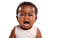 Cute baby african crying shouting white background frustration. AI generated Image by rawpixel.