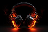 Headphones headphones headset burning. AI generated Image by rawpixel.