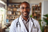 African male doctor portrait glasses adult. AI generated Image by rawpixel.