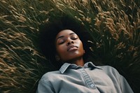 African American girl sleeping portrait outdoors. AI generated Image by rawpixel.