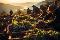 Harvesting nature outdoors vineyard. 