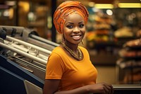 African woman shopping portrait turban. AI generated Image by rawpixel.