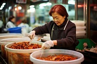 Making Kimchi adult woman food. 