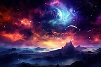 Fictional planet night sky landscape. AI generated Image by rawpixel.