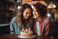 2 thai lesbian lover cake birthday dessert. AI generated Image by rawpixel.