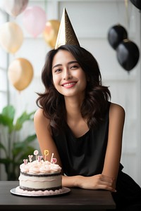 South east asia woman party cake birthday. AI generated Image by rawpixel.