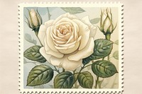 White rose postage stamp painting pattern flower. AI generated Image by rawpixel.