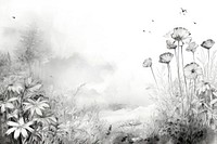 An ink and graphite sketch of flower landscape outdoors drawing nature. AI generated Image by rawpixel.