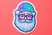 Santa claus portrait sticker purple. AI generated Image by rawpixel.