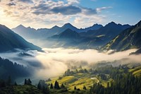 Morning wild nature landscape panoramic mountain. AI generated Image by rawpixel.