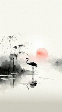 Flamingo on the lake nad mountain outdoors nature animal. AI generated Image by rawpixel.